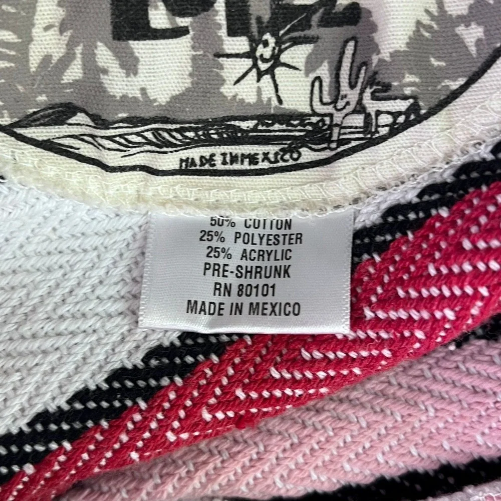 Senor Lopez Woven Striped Tote Bag White Blue Pink Cotton Blend Made in Mexico